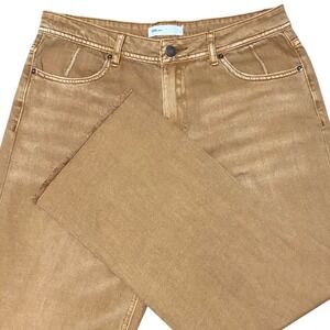 TNR Jeans Wide Leg Cropped Frayed Hem 100% Cotton Retro Vintage Inspired Size 29